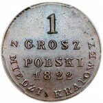 1 grosz polski 1822 I.B. z MIEDZI... - nowe bicie - PCGS MS65 BN
