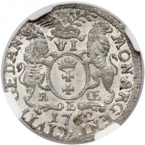 August III Sas, Szóstak Gdańsk 1762 REOE - NGC MS64