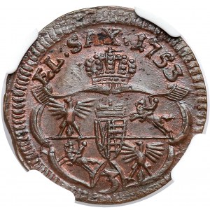 August III Sas, Grosz 1753 - PIĘKNY - NGC MS64 BN