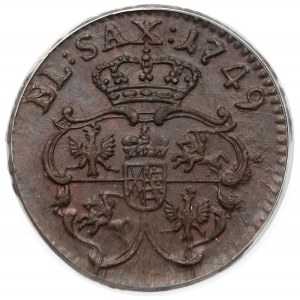 August III Sas, Szeląg 1749 - bardzo ładny - PCGS MS63 BN