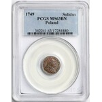 August III Sas, Szeląg 1749 - bardzo ładny - PCGS MS63 BN