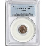 August III Sas, Szeląg 1749 - bardzo ładny - PCGS MS63 BN