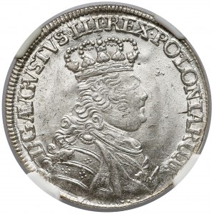 August III Sas, Ort Lipsk 1754 EC - mała głowa - NGC MS64