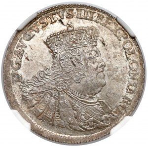 August III Sas, Ort Lipsk 1756 EC - mała głowa - NGC MS63