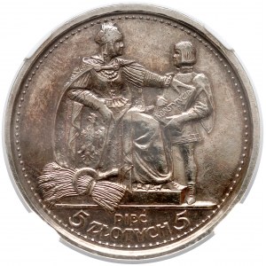 Konstytucja 5 złotych 1925 - 100 perełek - NGC UNC