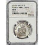 Powstanie Listopadowe, 5 złotych 1831 KG - PIĘKNE - NGC MS66