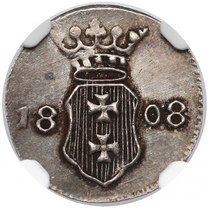 Wolne Miasto Gdańsk, SREBRO Szeląg 1808-M - NGC MS62