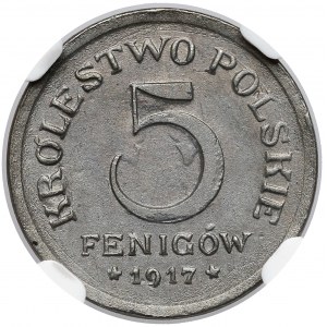 Królestwo Polskie, 5 fenigów 1917 - NGC MS61