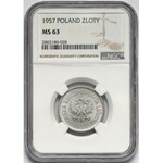 1 złoty 1957 - NGC MS63