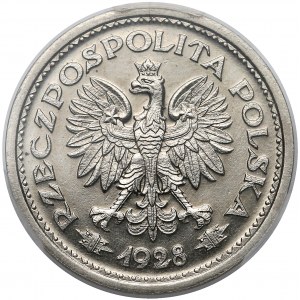 Próba NIKIEL 1 złoty 1928 - z PRÓBA - wieniec dębowy - PCGS SP65