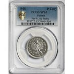 Próba NIKIEL 1 złoty 1928 - z PRÓBA - wieniec dębowy - PCGS SP65