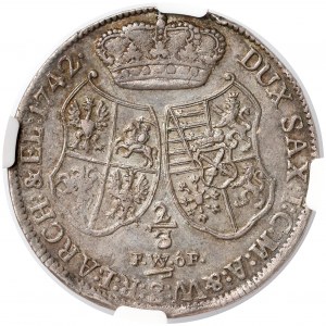 August III Sas, 2/3 talara (gulden) 1742 FWóF, Drezno