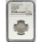 Próba NIKIEL 1 złoty 1928 - bez PRÓBA - wieniec dębowy - NGC UNC