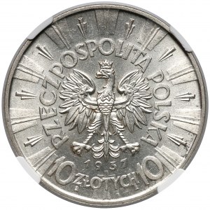 Piłsudski 10 złotych 1937 - NGC MS62