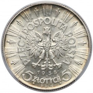 Piłsudski 5 złotych 1938 - PCGS MS62