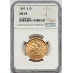 USA, 10 dolarów 1899, Filadelfia - Coronet Head - NGC MS62