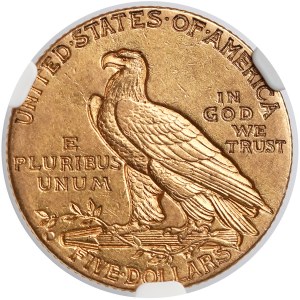 USA, 5 Dollars 1909-D, Denver - Indian Head - NGC AU58