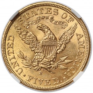 USA, 5 Dollars 1901-S, San Francisco - Coronet Head - NGC MS61
