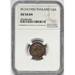 Tajlandia, Rama V, 1 solot = 1/2 att 1905 - NGC AU58 BN