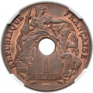 Francja (Indochiny Francuskie), 1 centym 1922 - NGC MS64 BN