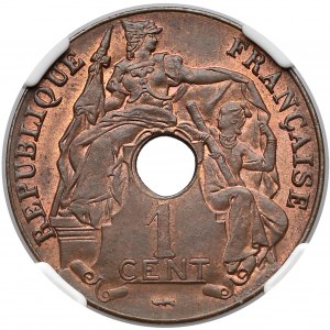 France (French Indochina), 1 Centime 1922 - NGC MS64 BN