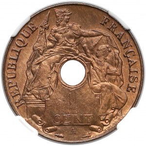 Francja (Indochiny Francuskie), 1 centym 1917-A - NGC MS64 RB
