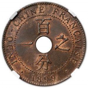 Francja (Indochiny Francuskie), 1 centym 1899-A - NGC MS64 BN