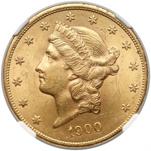 USA, 20 dolarów 1900, Filadelfia - Liberty Head - NGC MS62