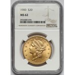 USA, 20 dolarów 1900, Filadelfia - Liberty Head - NGC MS62