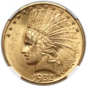 USA, 10 Dollars 1932, Philadelphia - Indian Head - NGC MS63