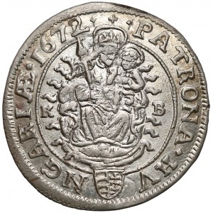 Hungary, Leopold I - Holy Roman Emperor, 6 Kreuzer 1672-KB, Kremnica