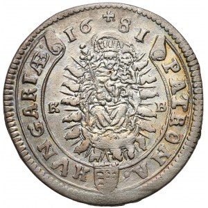 Hungary, Leopold I - Holy Roman Emperor, 15 Kreuzer 1681-KB, Kremnica