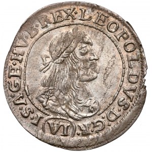 Hungary, Leopold I - Holy Roman Emperor, 6 Kreuzer 1673-KB, Kremnica