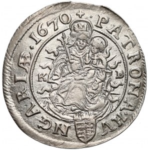 Hungary, Leopold I - Holy Roman Emperor, 6 Kreuzer 1670-KB, Kremnica