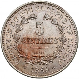 Luxembourg, Adolphe PATTERN (ESSAI) 5 Centimes 1889