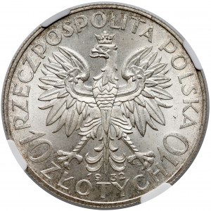 Głowa Kobiety 10 złotych 1932 Warszawa - NGC MS63