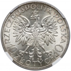 Głowa Kobiety 10 złotych 1932 Warszawa - NGC MS63