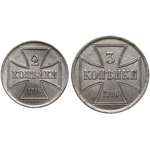 Ober-Ost. 2 i 3 kopiejki Berlin 1916-A - zestaw (2szt)