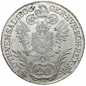 Austria, Franciszek II, 20 krajcarów 1806-B, Kremnica 