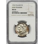 Piłsudski 5 złotych 1934 - NGC MS64