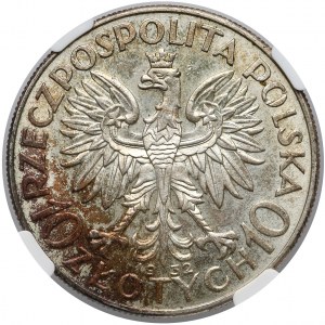 Głowa Kobiety 10 złotych 1932 Londyn - NGC MS62