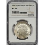 Głowa Kobiety 10 złotych 1932 Warszawa - NGC MS64