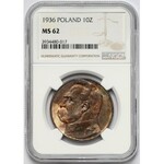 Piłsudski 10 złotych 1936 - NGC MS62