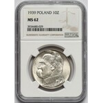 Piłsudski 10 złotych 1939 - NGC MS62