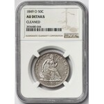 USA, 50 centów 1849-O, Nowy Orlean - Seated Liberty - NGC AU