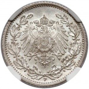 Niemcy, Wilhelm II, 1/2 marki 1913-F - piękna - NGC MS66 