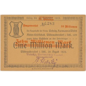 Wüstewaltersdorf (Walim), Firma Websky, Hartman..., 10 mln mark PRZEDRUK na 1 mln mark 1923
