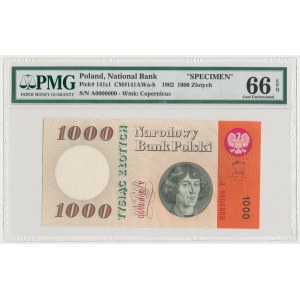 SPECIMEN 1.000 złotych 1962 - A 0000000 - PMG 66 EPQ
