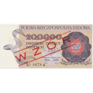 WZÓR 200.000 złotych 1989 - A 0000000 - No. 0678