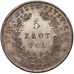 Powstanie Listopadowe, 5 złotych 1831 KG - ładne